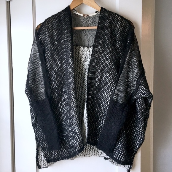Free People Lace Inset Oversize Cardigan XS - Picture 3 of 7